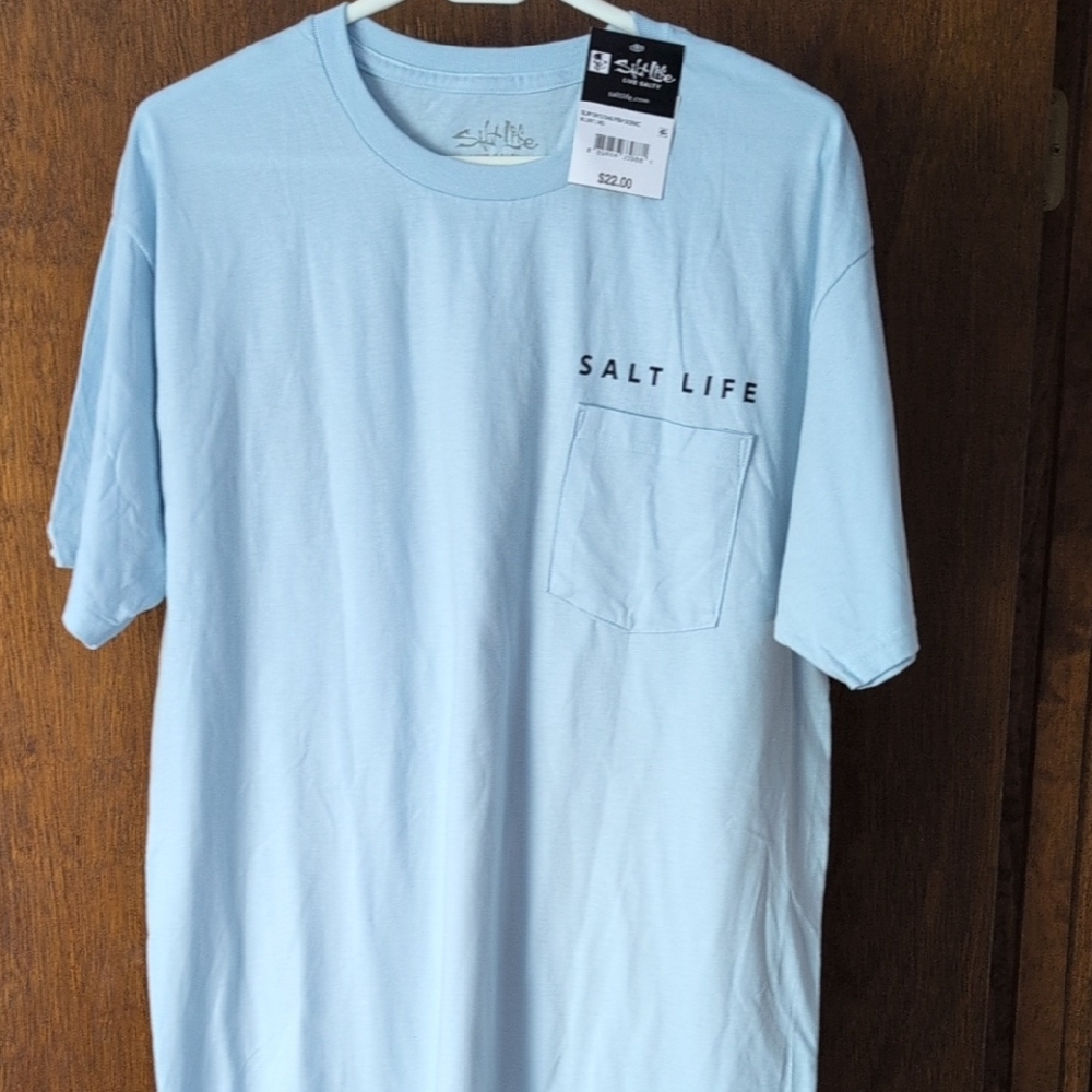 NWT Salt Life Men's Light Blue Short Sleeve Tee